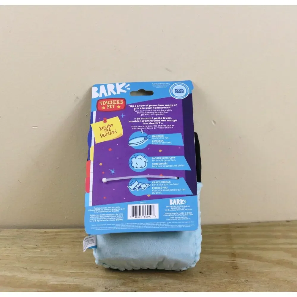 New Bark Box Bark Teacher's Pet Squeak U Later Calculator Plush Dog Toy